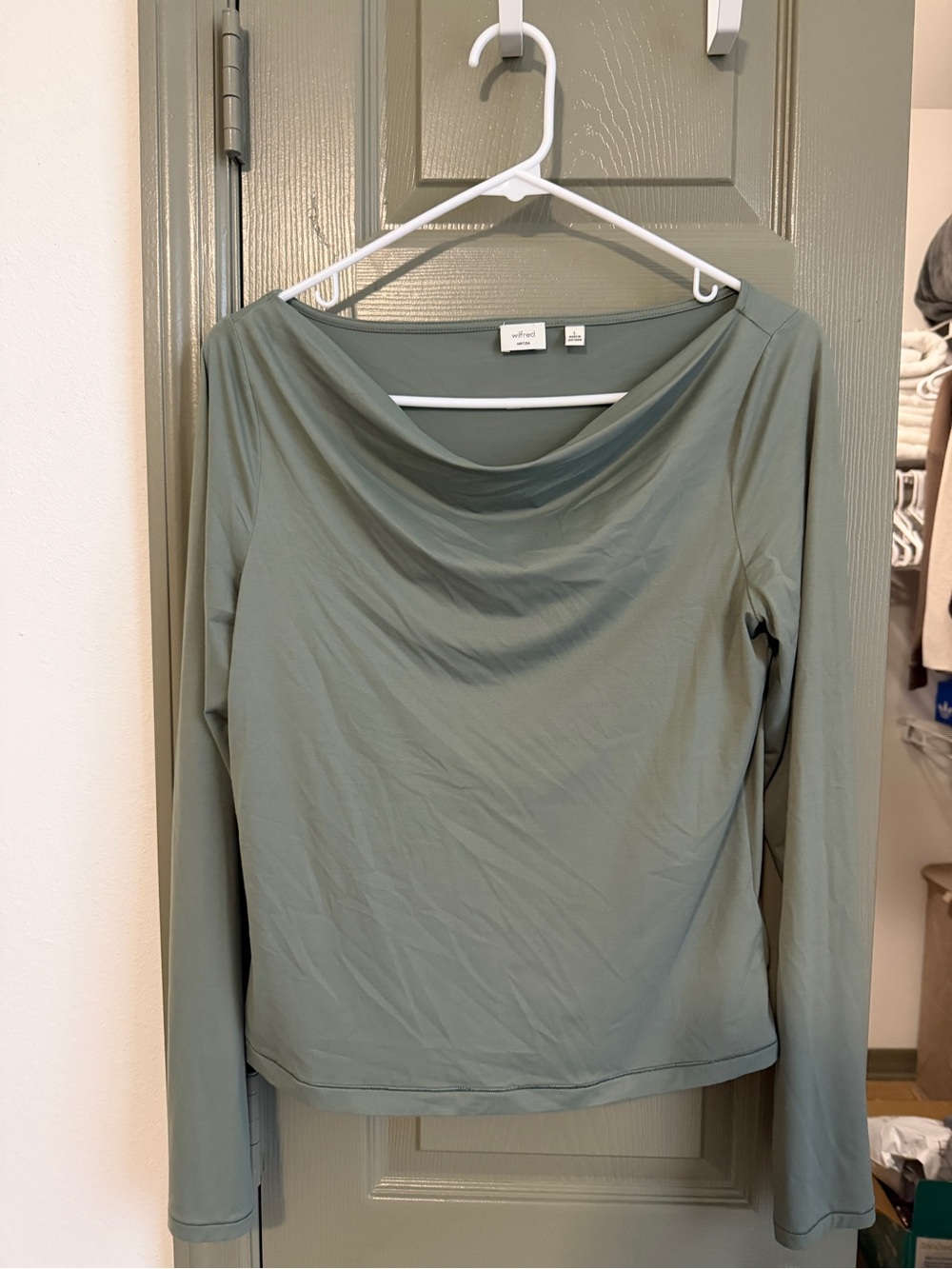 Aritzia Long-Sleeve Cowl Neck Top - Sage